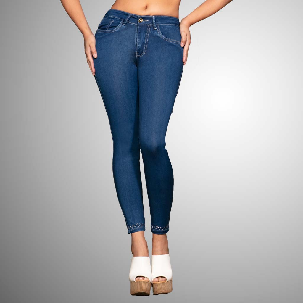 Waoo - Jean Tobillero azul clásico - Madrugon.com, ¡la mejor tienda de ropa  al por mayor!