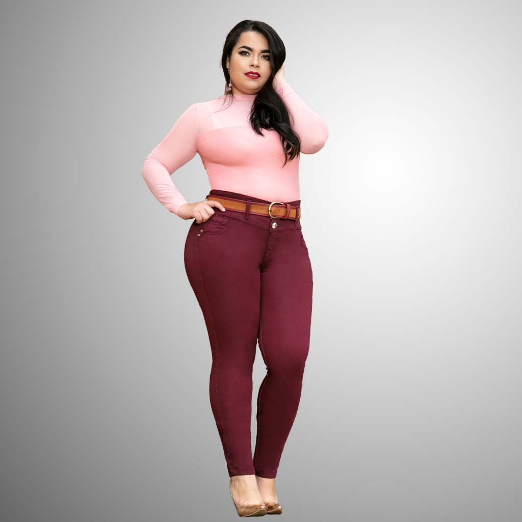 Waoo - Jean Vinotinto Plus size - Madrugon.com, ¡la mejor tienda de ropa al  por mayor!
